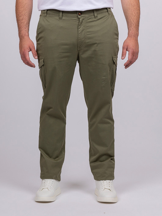 Chino Cargo Matt Kaki Capel Grande Taille Kaki Homme Grande Taille