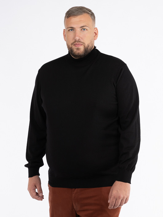 Pull Mérinos Pietro Col Cheminée Noir Capel Grande Taille