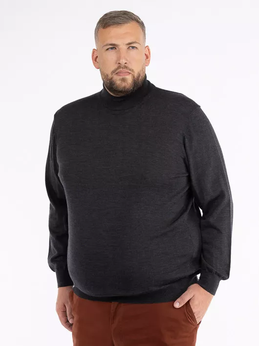 Pull Mérinos Pietro Col Cheminée Anthracite Capel Grande Taille