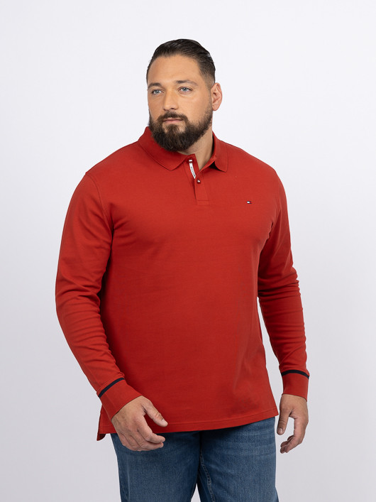 Polo Rouge Manches Longues Tommy Hilfiger Grande Taille