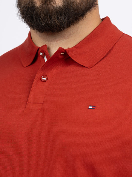 Polo Rouge Manches Longues Tommy Hilfiger Grande Taille