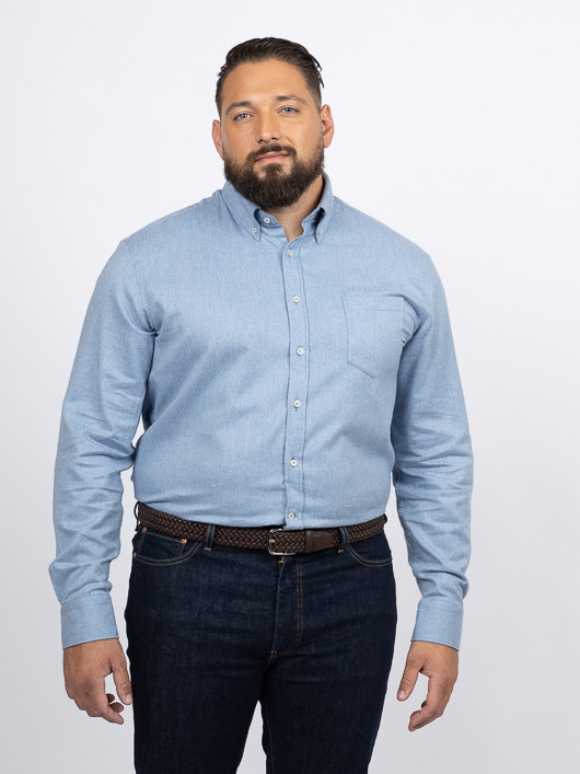 Chemise Flanelle Bleu Clair Paul & Shark Grande Taille