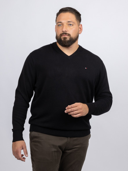 Pull Col V Noir Tommy Hilfiger Grande Taille