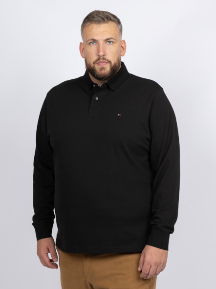 Polo Noir Manches Longues Tommy Hilfiger Grande Taille