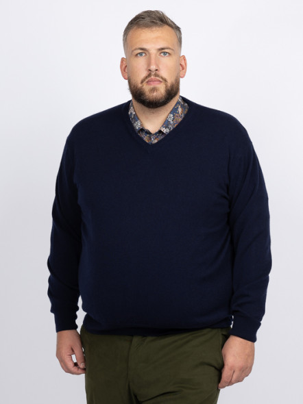 Pull Cachemire Enzo V Marine Capel Grande Taille