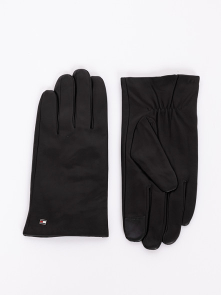 Gants En Cuir Noir Tommy Hilfiger