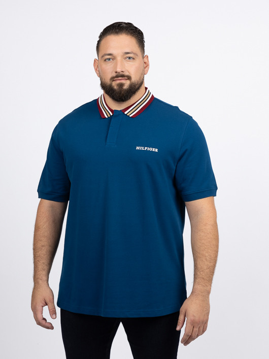 Polo Bleu Col Contraste Tommy Hilfiger Grande Taille