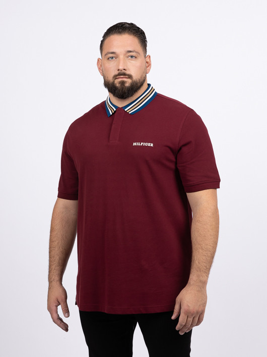 Polo Bordeaux Col Contraste Tommy Hilfiger Grande Taille