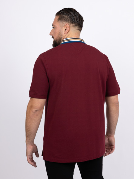 Polo Bordeaux Col Contraste Tommy Hilfiger Grande Taille