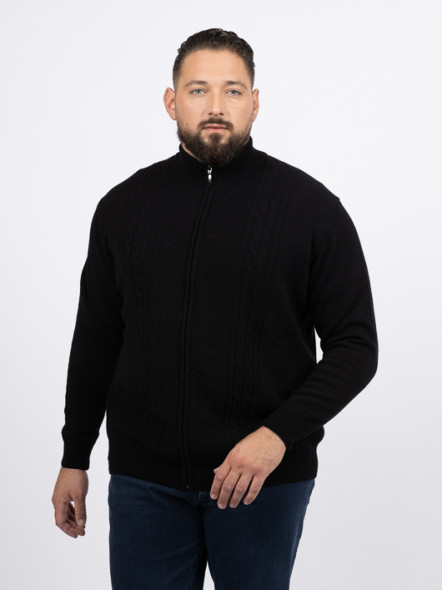 Cardigan Noir Torsades Zippé Capel Grande Taille